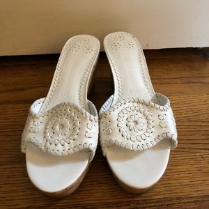 Jack Rogers white wedge sandal, size 8